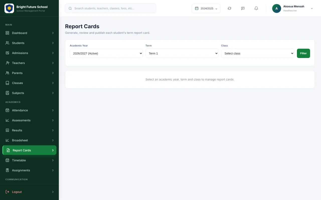 Report cards