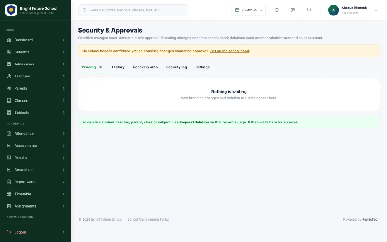 Security and approvals